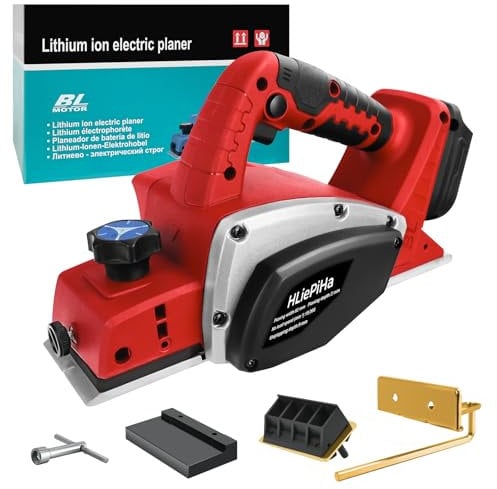 HLiePiHa Cordless Handheld Planer for Milwaukee 18v Battery, 15000 RPM Power Wood Planer, 3-1/4 Inch Brushless Power Planer for Woodworking, Carpenter Home DIY(No Battery)