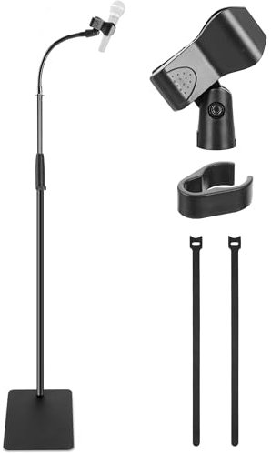 Pyle soporte de microfono, Tripode, Brazo flexible ajustable, Con adaptador universal de 5/8”, Clip para mic, Plegable, Altura ajustable