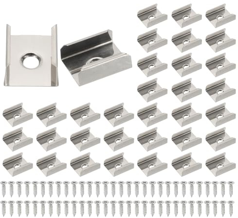 PATIKIL Attaches pour Bandes LED, 50pcs Supports De Montage en Acier Inoxydable avec Vis pour Bandes LED De 16mm