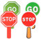 YALiya Lot de 4 Panneaux Stop and Go avec Poignée, Lumière Rouge et Verte, Double Face, Tenu à la Main, pour Enfants, pour Enseigner la Sécurité RoutièRe, en Classe