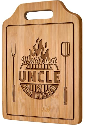 Giftasy Uncle Gifts, Uncle Birthday Gifts - Handmade Engraved Bamboo Cutting Board, Gifts for Uncle from Niece Nephew, Kitchen Presents for Uncle on Christmas Fathers Day