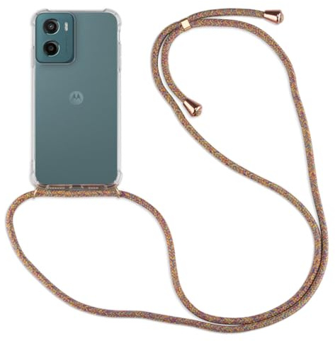 betterfon Handykette Hülle kompatibel mit Motorola Moto G55 | Smartphone Hülle Case mit Band | Handyhülle Handyband zum Umhängen | Rainbow