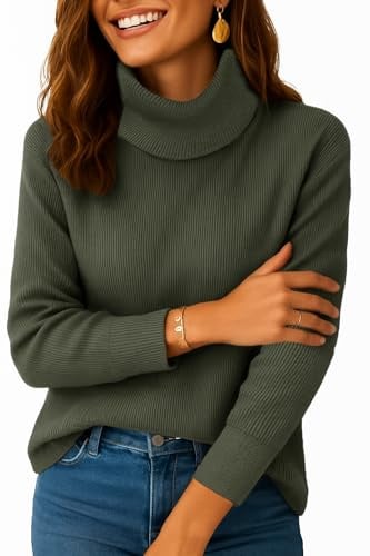 Zeagoo Women's Jumpers Roll Neck Jumper Winter Tops Polo Neck Casual Knitted Sweaters Elegant Long Sleeve Pullover S-XXL