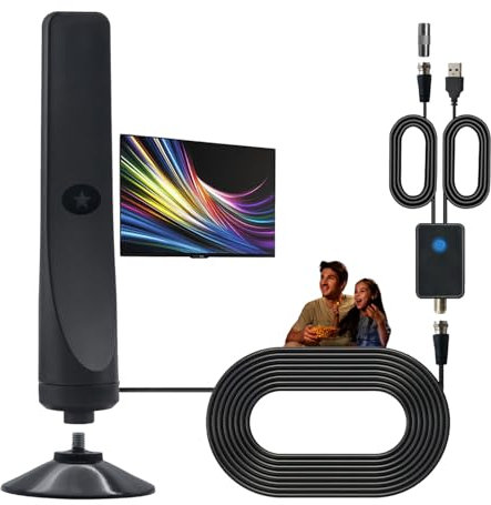 Tv Antenna, Indoor Tv Aerial, Portable Long Range With Hd 100 Channels Digital Indoor Tv Aerial With Amplifier Signal Booster (2PCS)