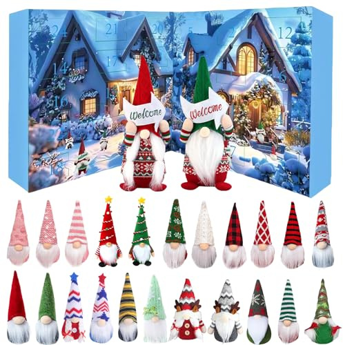 24Stück Wichtel Adventskalender 2025, Christmas Vacation Adventskalender, Weihnachtskalender Wichtel Ornament 24 Tage Countdown Deko für Erwachsene (B)