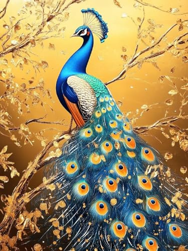 Pfau Diamond Painting Erwachsene für Bastelset Kinder ab 6 Jahre, 5D Amazon Diamond Painting Viereckige Steine Tier, DIY Full Diamant Set für Wanddeko Hauswand Festival Geschenke 30x40cm C3-615