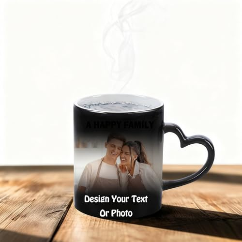 Personalized Color Changing Mug with Photo - Custom Magic Heat Sensitive Cup for Coffee & Tea - Novelty for Family Friends On Birthday Christmas (A)