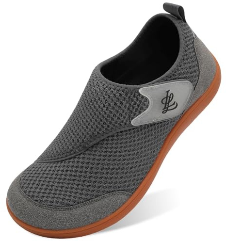 JIASUQI Barefoot Shoes Mens Wide Width Diabetic Shoes Breathable Walking Shoes Adjustable Zero Drop Sneakers for Edema Feet