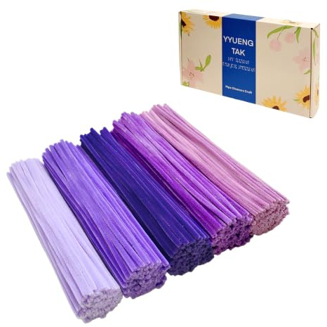 YYUENG TAK 300 Stk Pfeifenreiniger Lila,Pfeifenputzer zum Basteln Lila mit Wackelaugen,5 Violett-Töne Chenilledrähte 6mm x 30cm,Purple Pipe Cleaner Basteln set für DIY Handwerksprojekte und Dekorieren