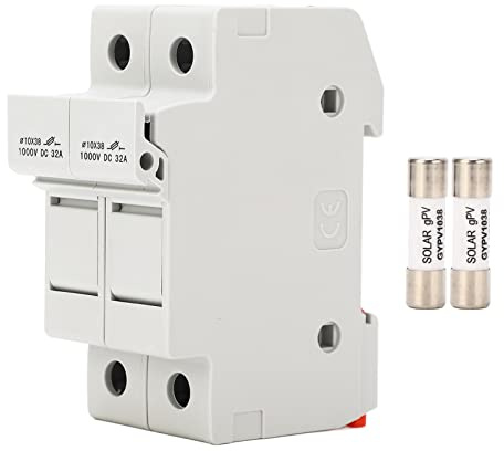 HPZIHUIT Porte-fusible DC à rupture rapide 2P 32A 10x38 Porte-fusible photovoltaïque avec fusibles PV 30A 1000VDC