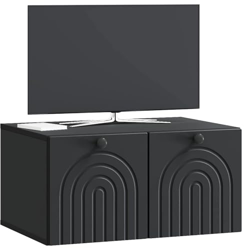 vidaXL Wandmontierter TV-Schrank Schwarz 59,5 x 41 x 30 cm, Modernes Wohnzimmer Lager, rechteckiges Design, Wandregal, praktische Medieneinheit, viele Entertainment Plätze