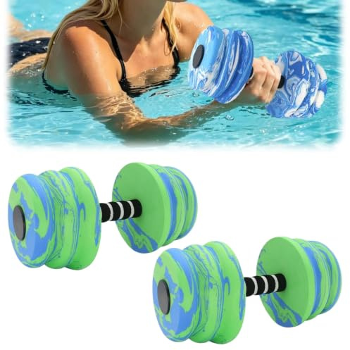 Lot de 2 haltères aquatiques pour exercices aquatiques, haltères courts en mousse pour gymnastique aquatique, aquafitness, aquajogging, haltères aquatiques pour adultes, hommes et femmes