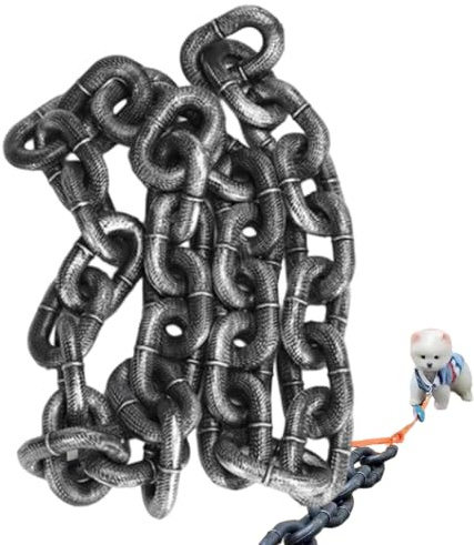 Iron Paw Chain Leash, Funny Fake Imitate Iron Giant Chain Pet Leash, Lightweight Plastic Heavy-Look, Novelty Photo Shoot for Small Puppy Dogs Cats Yorkie Papillon (Silver,L-3m)