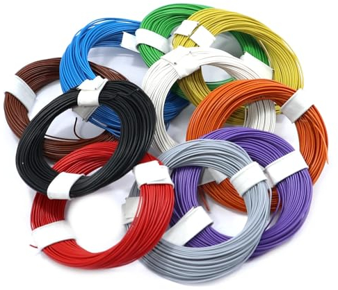 WITTKOWARE 10x10m Ringe Elektronik Schaltlitzen-Sortiment, 0,04mm², Litze höchstflexibel, superfein, 10 Farben