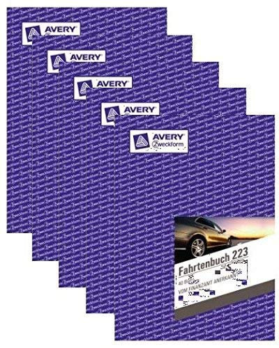 Avery Zweckform 223 Fahrtenbuch für PKW (A5, 40 Blatt) weiß 5 Stück
