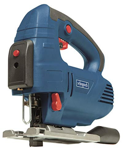 SCHEPPACH JS810 - Seghetto alternativo con laser (sega 810 W, 4 livelli, altezza di sollevamento 19,5, 0 – 2900 SMP, entrambe le direzioni inclinabili di 45°), con 6 lame per sega per legno e messal,