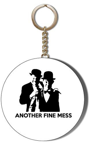 Gift Insanity LAUREL AND HARDY WHITE 58mm Long Chain KEYRING BOTTLE OPENER