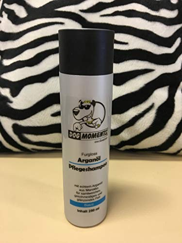 DogMoments Arganöl Pflegeshampoo 250ml für Hunde, Unbekannt Duft, Glänzendes Fell, Hundeshampoo
