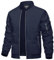 TACVASEN Blouson Homme Automne Grande Taille Veste Aviateur Homme avec Zippée Bleu Marine XL