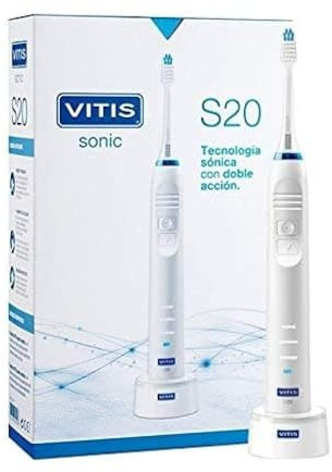 Vitis Sonic S20 Elektrische Zahnbürste, Weiß, 2 Stück, Sonic Pulsationen, Kunststoff, Batteriebetrieben, Erwachsene, Unisex, Weich, Vibrieren
