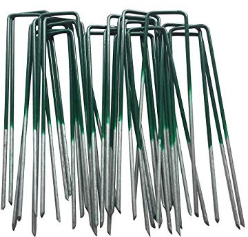 G&B Garden Half Green Artificial Grass Pegs to Pin, Astro Turf, Fake Grass, Weed Membrane, Garden Netting - 4” x 2.9mm Flat Headed Galvanised Securing Pegs (40)