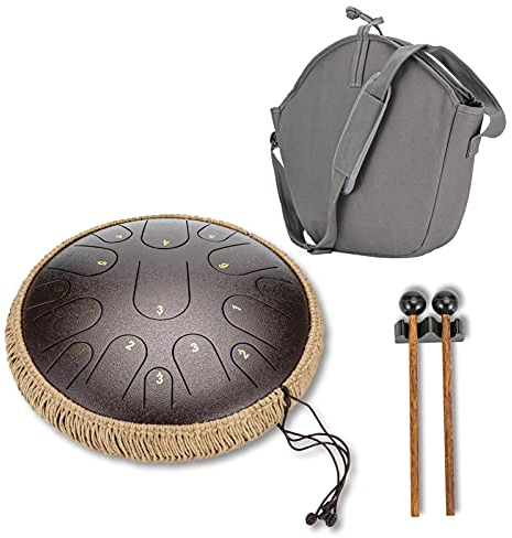 Steel Tongue Drum, 14 Zoll 15 Tone Ätherische Trommel, Anfänger Full Range Percussion Drum, Steel Pan Töne Schlaginstrument Hand Pan Drum Zungentrommel mit Trommelschlägeln und Tragetasche