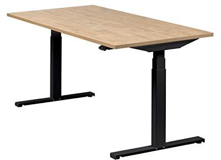 boho office® Höhenverstellbarer Schreibtisch 160 x 80 cm - Elektrisch, Made in Denmark, 2 Motoren, 3-Fach Teleskop, Appsteuerung - Easydesk Schwarz inkl. Tischplatte in Wildeiche