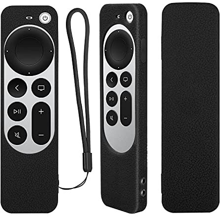 Protective Silicone Remote Case for 2021 Apple 4K TV Series 6 Apple TV Siri Remote 2nd Gen Remote, Shockproof, Washable and Skin-Friendly Cover Non-Slip with Frosted Texture (Black)