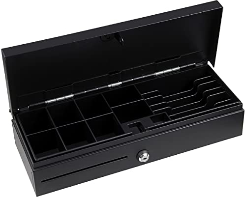 HONEY BEAR tiroir de Caisse enregistreuse 16 Pouces, 8 Compartiments Monnaie et 6 Billets, Compatible avec imprimante à reçus POS 12V/24V et Caisse enregistreuse avec Interface RJ11, Noir