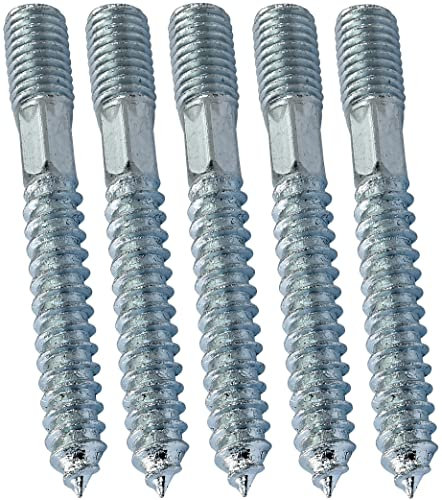 AERZETIX - C44772 - Lot de 5 vis à double filetage - goujon - patte à vis - métal/bois avec ou sans cheville - Ø10x80mm - en acier zingué - couleur argent