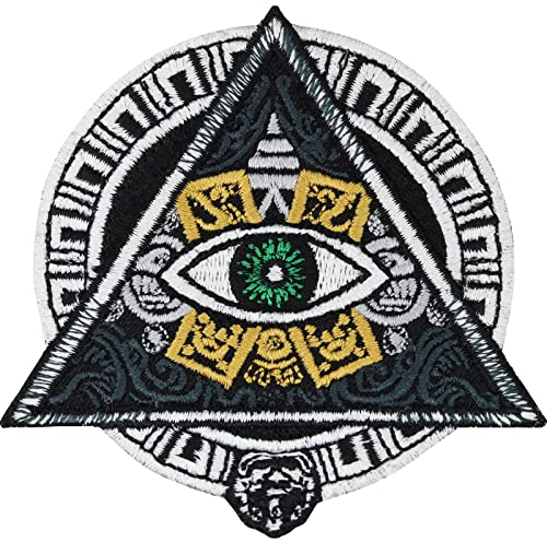 ÄGYPTEN Aufnäher Drittes Auge - Third Eye Patch zum annähen/aufbügeln - Das Auge Sticker gestickt ägyptische Bügelbilder Verschwörungstheorien Pyramiden Freimaurer Zeichen - 80x80mm