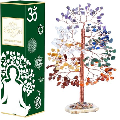 Albero della vita dei sette chakra cristallo base in geode di agata pietre preziose e cristalli albero dei sette chakra albero dei soldi regali di compleanno per la mamma decorazioni per la casa