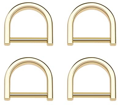 EMSea D-Ringe zum Einschrauben, winzige D-Ringe, Schäkel, Hufeisenform, D-Ring für Bastelarbeiten, Lederhandwerk, Zubehör, Schlüsselanhänger, Geldbörse, Tasche, Reparatur, Hellgold, 4 Stück,