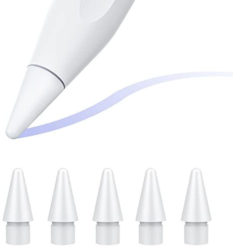 TiMOVO 5 Stück Spitzen Kompatibel mit Apple Pencil 1st/2nd Gen/USB-C/Apple Pencil Pro, Hochempfindlich Präzise iPencil Spitze Ersatzspitzen, Stylus Pen Spitze für iPad Pro/Air/Mini Pencil, Weiß