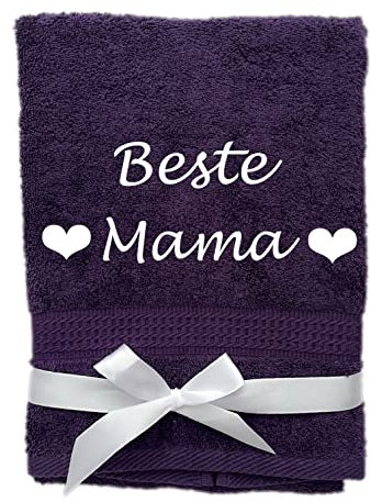 KIDDI-MEDIA Handtuch mit personalisierter Bestickung wie z.B. Name / 100x50cm – in Premium Qualität | 500 g/m² | 100% Baumwolle Frottier (50 x 100 cm, Aubergine)