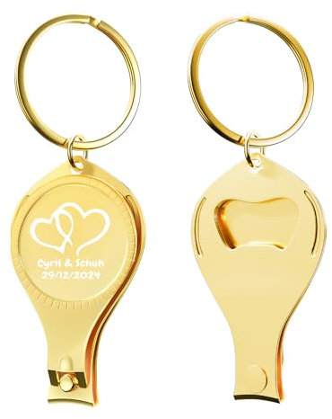 10 pezzi personalizzati apribottiglie multifunzione 4 in 1, tagliaunghie dorati, bomboniere per matrimoni, birreria, regali privati personalizzati, multiuso per uomo