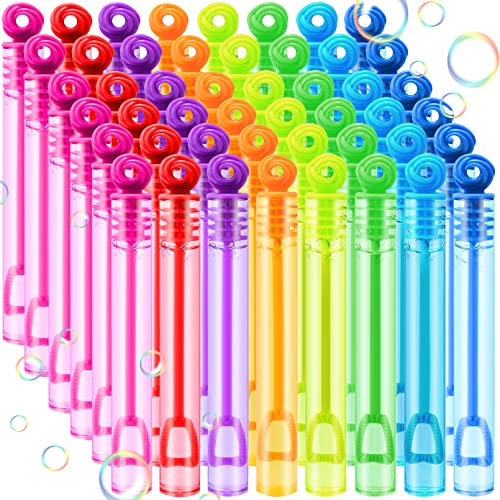 JEFFOUOO 48 Stück Mini Seifenblasen,Seifenblasen Stäbe Spielzeug,Bunte Bubbles Seifenblasen,Seifenblasen Kinder für Kindergeburtstag Hochzeit Party Garten Karneval