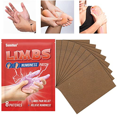 Fulenyi Ferninfrarot-Patch, 8 Stück Glieder-Relief-Patch, Finger-Taubheits-Patch Zeh-Hand-Muskelkater-Massage-Pflege-Schenkel-Krämpfe-Leidens-Linderungs-Kräuter-Iatrical-Gliedmaßen-Betäubungs-Patch