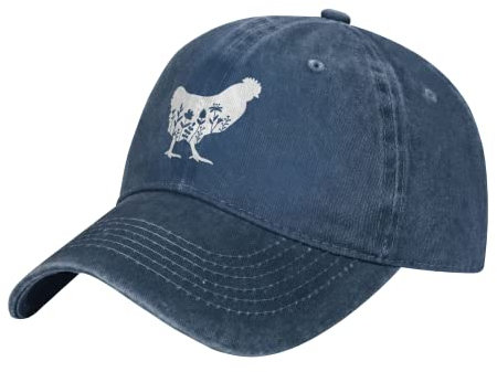 Wisedeal Damen-Baseballkappe mit Blumenmuster für Männer und Frauen, verstellbare Vintage-Baseballkappe im Used-Look für Landwirte, Marineblau, Einheitsgröße