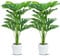 Yuanlne Juego de 2 plantas artificiales Monstera Deliciosa de 28 pulgadas de alto con 18 hojas en maceta blanca para decoración del hogar y la oficina
