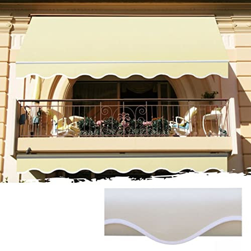 Tenda da sole a caduta 250x250 cm Beige, con braccetti e mantovana per balcone esterno, tessuto impermeabile 280gr/mq