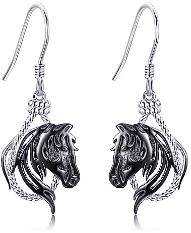 Pferd Ohrringe 925 Sterling Silber Pferd Hängende Ohrhänger Pferd Schmuck Geschenk für Damen