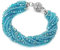 COOLSTEELANDBEYOND Damen Blau Kristall Wulst Multi-Strang Armband mit Strass Ball Charme Magnetverschluss