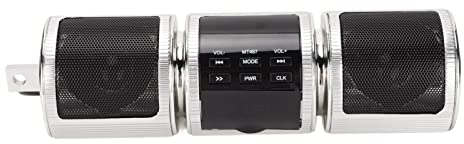 Systèmes Audio de Moto, Système de Haut-parleurs Bluetooth pour Moto, Système Audio sans Fil IP54 étanche DC12V monté sur Le Guidon (Argent)