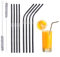 Set of 10 Metal Straws Drinking (4 Straight + 4 Bent + 2 Cleaners), 8.5” Eco-Friendly Reusable Straws | Stainless Steel Drinking Straw for Tumbler, Cocktail with Travel case (Black)