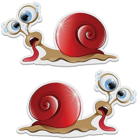 Biomar Labs 2 x Vinyl Aufkleber Lustige Müde Schnecke Racing Coole Sticker Auto Motorrad Fahrrad Fenster Tür Telefon PC Laptop Tuning B 58
