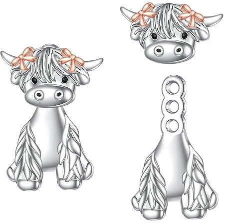 Kuh/Katze/Nebel/Waschbär Ohrringe Stud Sterling Sliver Dangle Schmuck Tier Geschenk Geburtstag für Frauen