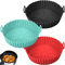3 Pack Silicone Air Fryer Liners, Reusable Airfryer Liners 3.5-5L, Air Fryers Accessories Compatible with Ninja AF100UK, Tower T17021, COSOR Tefal, Replacement Disposable Parchment Paper Liner