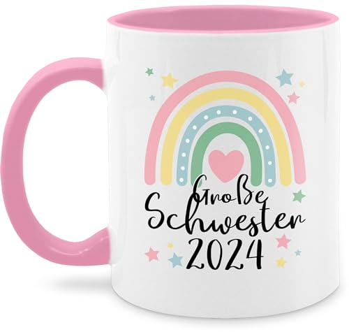 Tasse Tassen 325ml - Große Schwester Geschenk 2025 Regenbogen Big Sister - 325 ml - Rosa - grosse beste schwestern 2023 teetasse für sis kaffeetasse best geschenke glühweintassen fuer verkünden