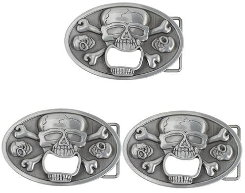 BESTonZON 3pcs Skull Bottle Opener Men Belt Buckle Multifunctional Decor for Halloween